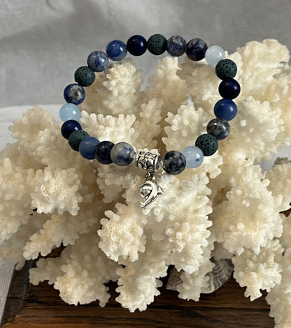 Ocean Harmony Lapis Bracelet with Dolphin Charm