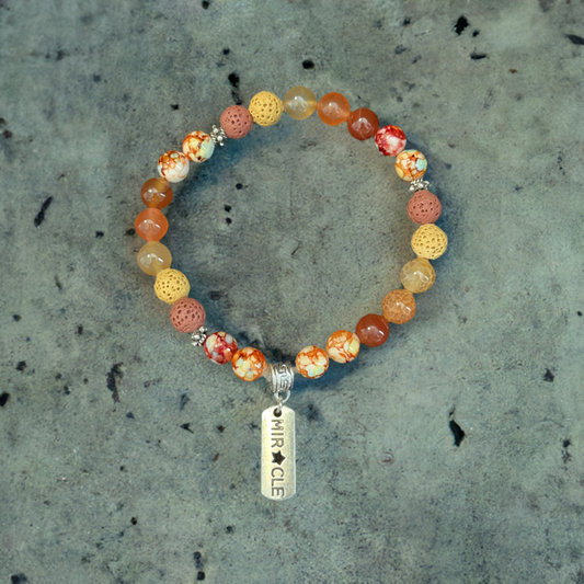 Sunshine Radiance: Yellow Gemstone & Lava Rock Diffuser Bracelet