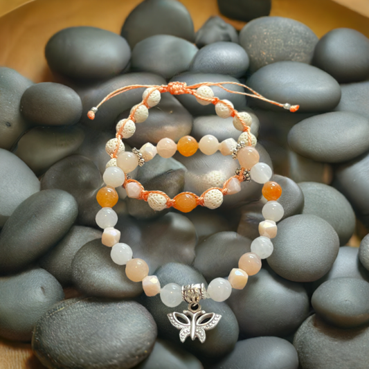 “Charmflutter Diffuser: Howlite, Citrine & Pink Quartz”