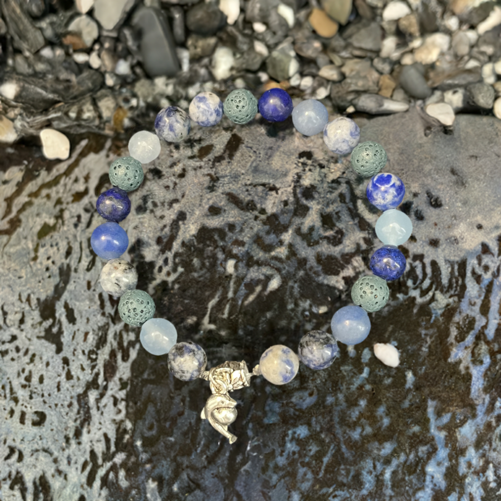 Ocean Harmony Lapis Bracelet with Dolphin Charm