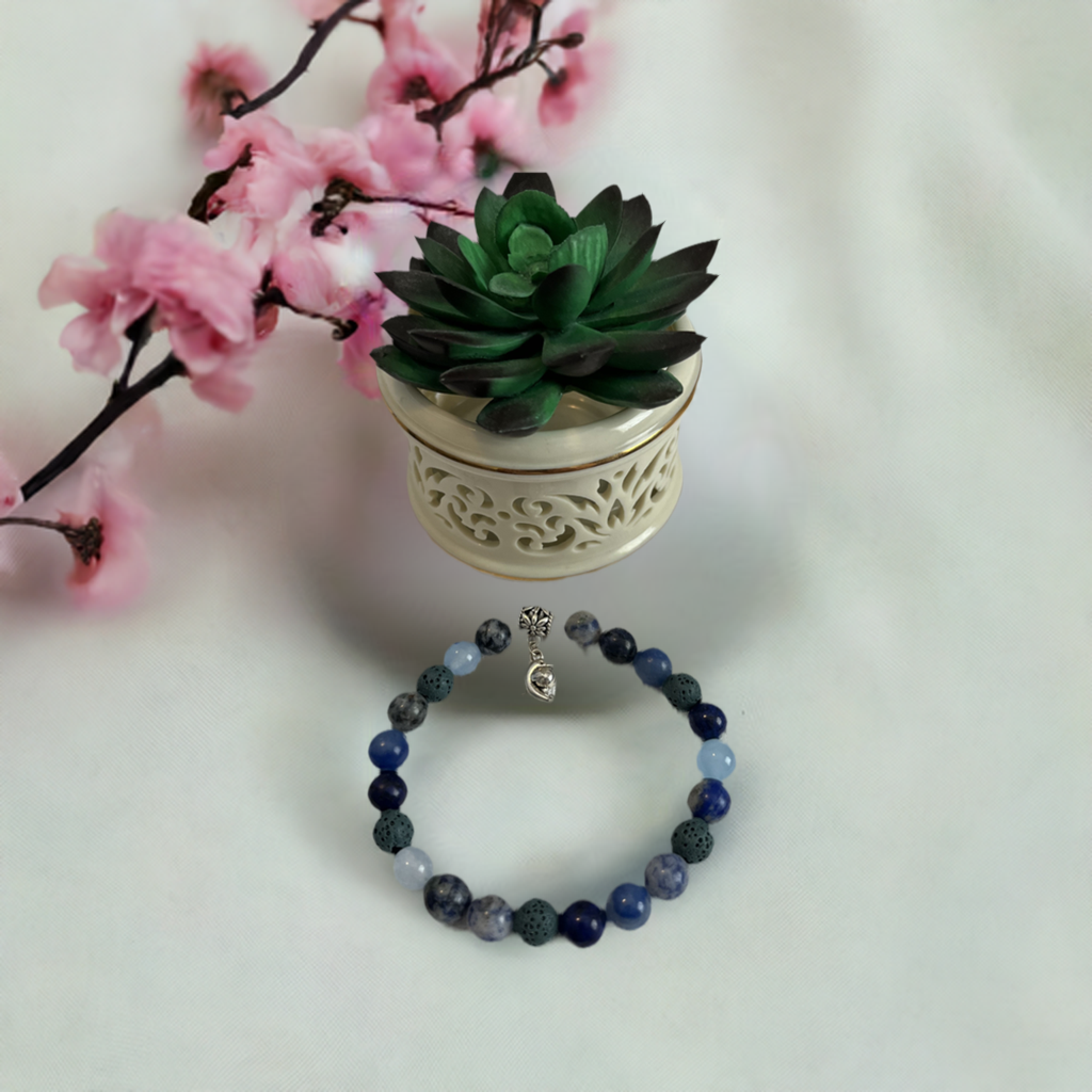 Ocean Harmony Lapis Bracelet with Dolphin Charm