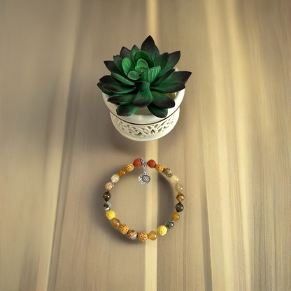 Sunflower Radiance: Yellow Gemstone & Lava Rock Bracelet