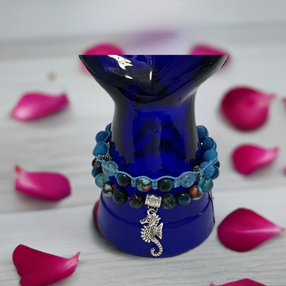 Dive into Serenity: Aqua Blue Sea Horse Diffuser Bracelet