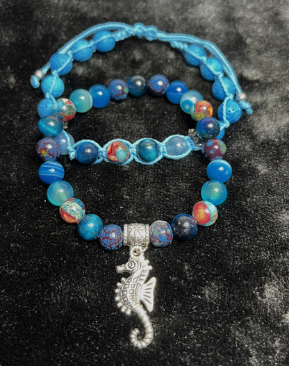 Dive into Serenity: Aqua Blue Sea Horse Diffuser Bracelet