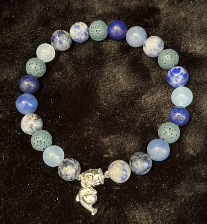 Ocean Harmony Lapis Bracelet with Dolphin Charm